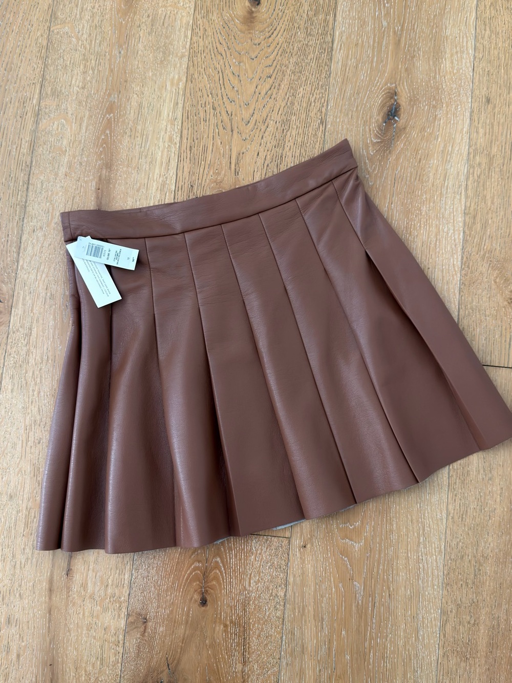 Aritzia Faux Leather Pleated Mini Skirt - Brown
